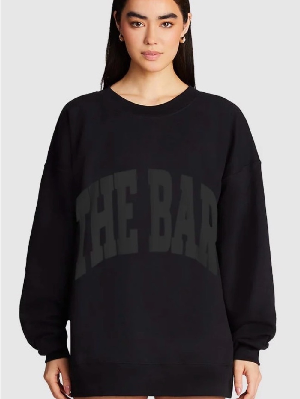 The Bar Sweatshirt Varsity Black on Black Pullover Crew Neck - L